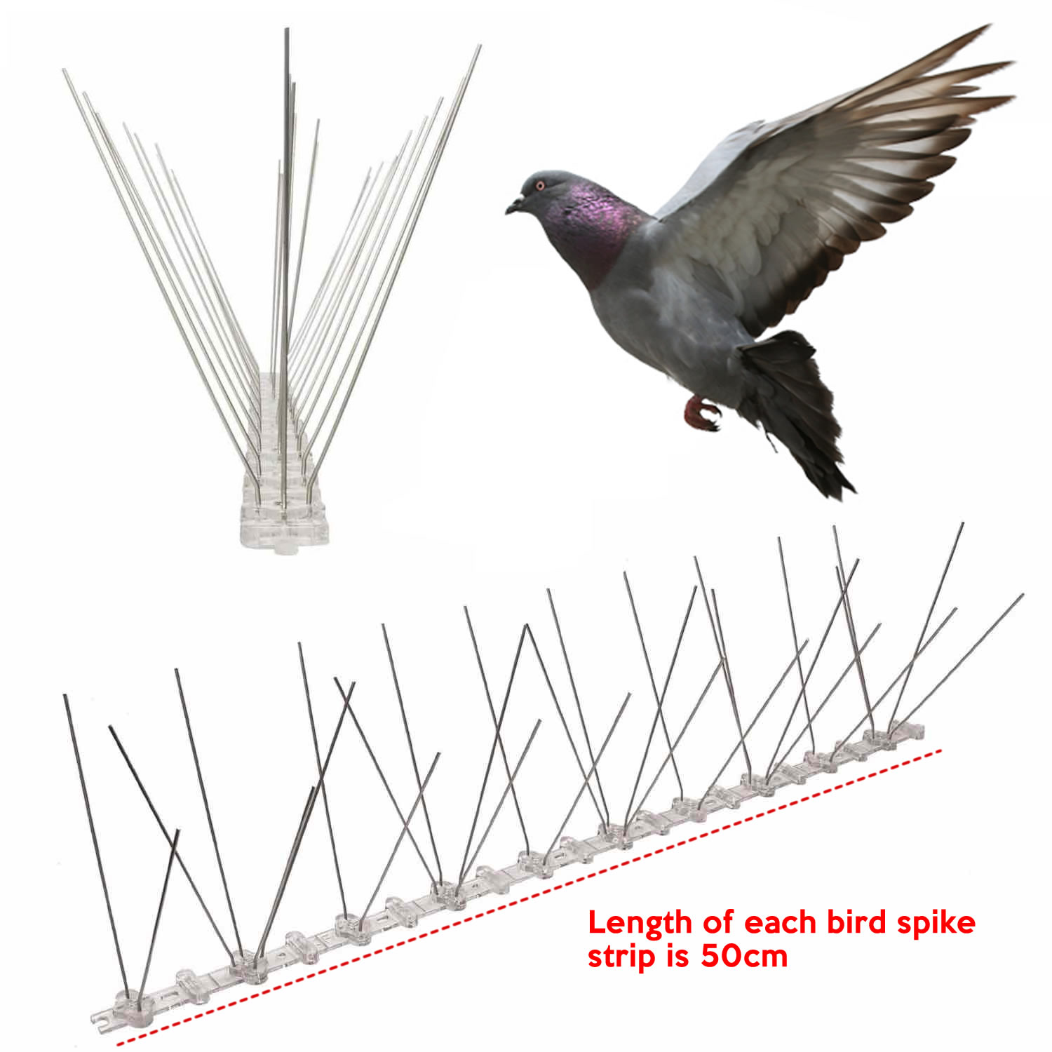 WELLUCK Bird Spikes for Small Birds Pigeons, 30 Feet (28 Strips) Fence Spike,  Nest Prevention Bird Off Spike Repellent, Anti Bird Spike Stainless Steel,  Smooth Polishing Harmless Deterrent : Amazon.ca: Patio, Lawn